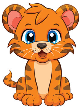 Little Cute Tiger Cartoon Character