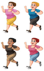 Chubby Women Running Exercise Collection