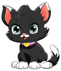 Black Cat Cute Cartoon Character