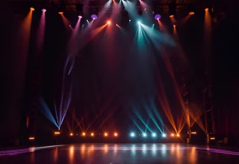 Rolgordijnen Photo of a stage with multiple spotlights illuminating the performance area © Usman