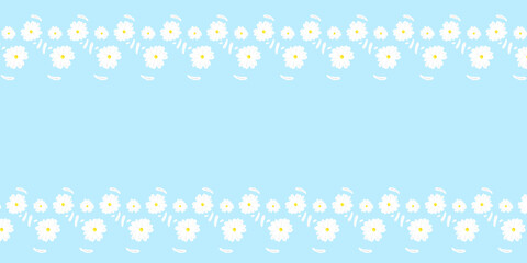 White daisy,daisies seamless on pastel blue sky background.  