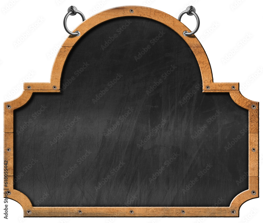 Aufkleber empty blackboard with wooden frame rectangular and circle isolated on transparent