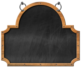 Empty Blackboard with Wooden Frame Rectangular and Circle Isolated on Transparent