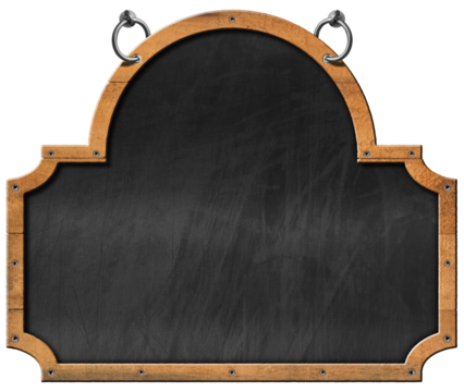 Empty Blackboard with Wooden Frame Rectangular and Circle Isolated on Transparent