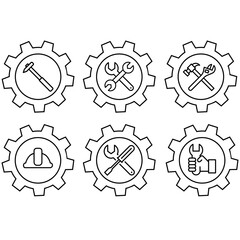 Workshop icon vector set. Repair illustration sign collection. Service center symbol. Engineering logo.