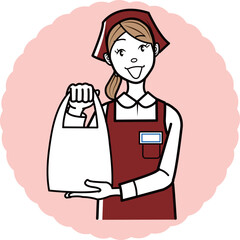 商品をお渡しする店員さん