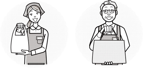 商品をお渡しする店員さん
