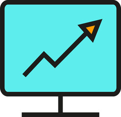 data analytics computer and graph icon