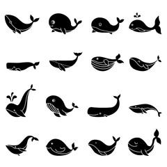 Baby whale icon vector set. Whale illustration sign collection. Sperm whale symbol. Sea life logo.
