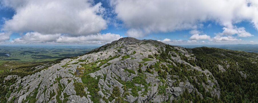 Aerial panorama view of Mount Monadnock summit in New Hampshire on summer day