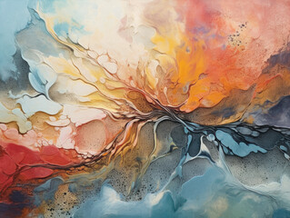 Abstract Expressionist Modern Acrylic Painting Wall Art, Generative AI