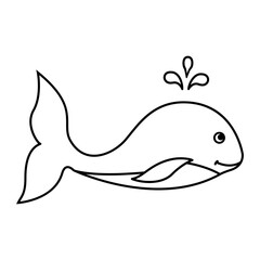 Baby whale icon vector. Whale illustration sign. Sperm whale symbol. Sea life logo.