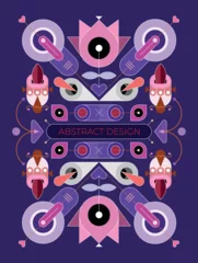 Poster Abstract decorative symmetrical design isolated on a violet background, geometric style vector illustration. ©  danjazzia