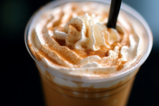 Close-up Frappuccino, Coffee. AI Generated.