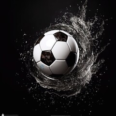 Naklejka premium soccer ball on black background
