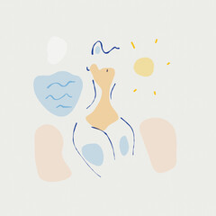 line art female shape illustration summer holiday 