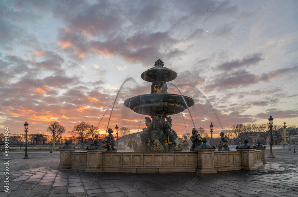 Wall mural fountain at place de la concord in paris