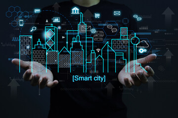 modern urban technology area that uses smart technology to manage people life become easier....