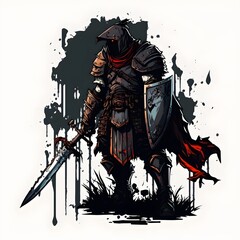 darkest dungeon knight full body white background 