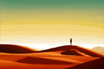 Fototapeta na wymiar alone at the desert sand landscape