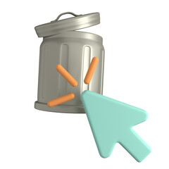 Click Trash 3D icon isolated white background