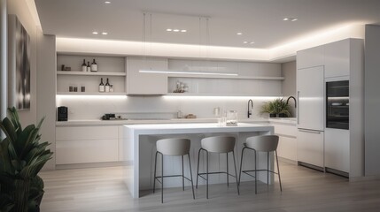 White kitchen corner with bar