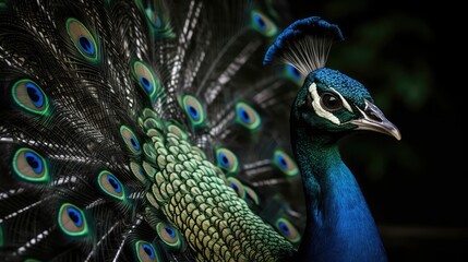 Fototapeta na wymiar peacock bird animal blue head