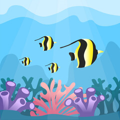 Graphic vector illustration of under sea. Suitable for illustration media, etc.