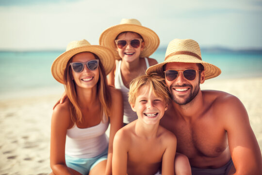 Happy young family on their beach holidays