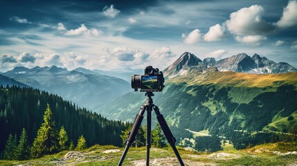 An ai-generated image of a DSLR camera on a desk in the background of world photography day.
