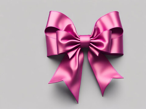 Pink satin bow isolated on white background.