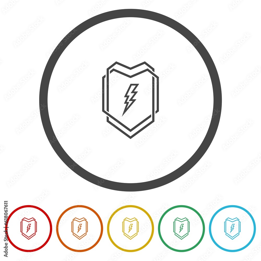 Poster power safety line icon. set icons in color circle buttons