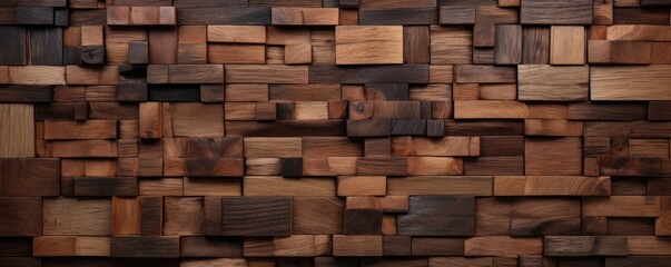 Dark and light brown wood texture background, panorama. Generative Ai.