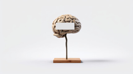 Fototapeta na wymiar brain hold protest sign on white background