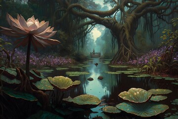 magic the gathering full art land flower garden swamp 