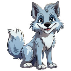 Cartoon of wolf. Animal clipart illustration. Generative AI