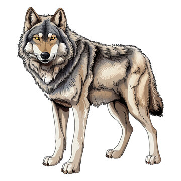 Cartoon of wolf. Animal clipart illustration. Generative AI