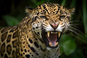 Foto op Plexiglas Portrait of powerfull Jaguar in Amazon Forest. Amazing Wildlife. Generative Ai © Shootdiem