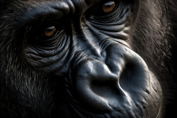 Obraz premium Stunning portrait of a powerfull silverback gorilla. Amazing African wildlife. Generative Ai