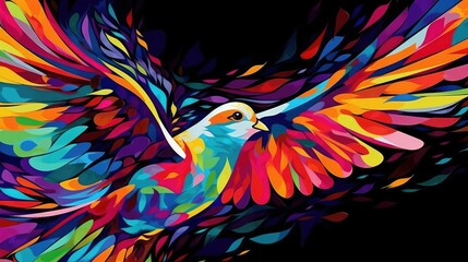 dove with colorful art