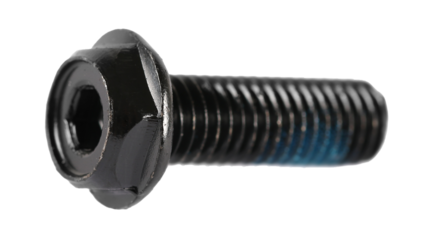 Black metal bolt isolated on white