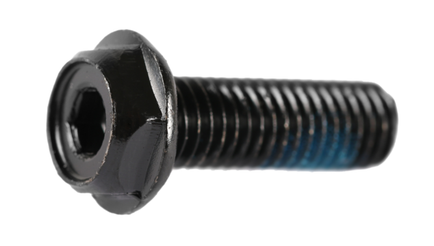 Black metal bolt isolated on white