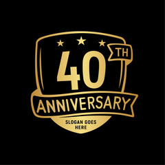 40 years anniversary celebration shield design template. 40th anniversary logo. Vector and illustration.