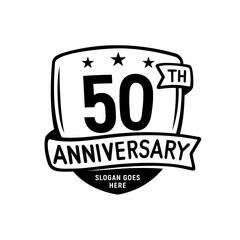 50 years anniversary celebration shield design template. 50th anniversary logo. Vector and illustration.