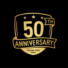 50 years anniversary celebration shield design template. 50th anniversary logo. Vector and illustration.