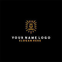 gold ape logo line isolated on black background.