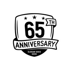 65 years anniversary celebration shield design template. 65th anniversary logo. Vector and illustration.