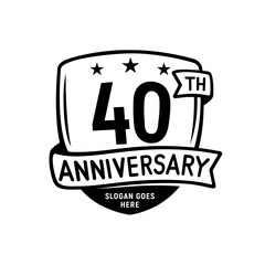 40 years anniversary celebration shield design template. 40th anniversary logo. Vector and illustration.