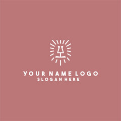 white ape logo line isolated on cream background.
