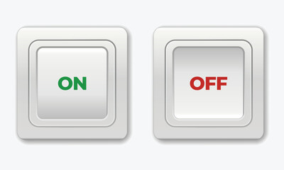 Switches for light. On and off wall switcher sign. Lineart toggle symbol. On Off Switch. Day and night mode switcher. Light and dark buttons. Light switch. Electric light switch in ON and OFF position